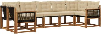 vidaXL Conjunto De Sof&aacute;s De Exterior 7 Uds. Natural Y Beige Vidaxl