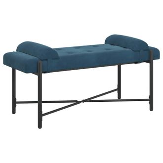 vidaXL Banco Con Botones Y Cojines Con Almohada Azul 110 X 40 X 46 Cm Vidaxl