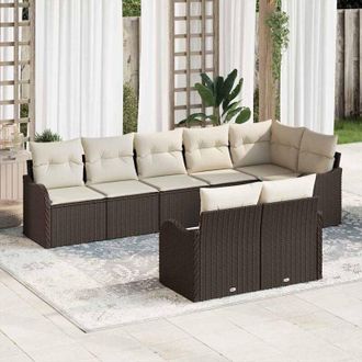 vidaXL Vidaxl - Conjunto De Sof&aacute; De Jard&iacute;n Con Coj&iacute;n 8 Pcs Marr&oacute;n Polirat&aacute;n