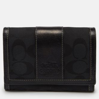 Coach Black Signature Canvas And Leather Continental Wallet