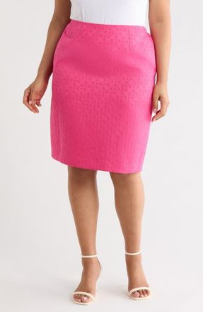 Kasper Textured Zip Pencil Skirt in Pink Perfection at Nordstrom, Size 20W