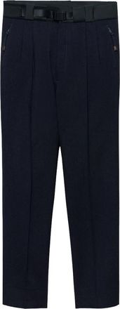 Prada Wollen broek met technische details - Heren - Slim Fit Broeken - Blauw - S - Wol - Broeken