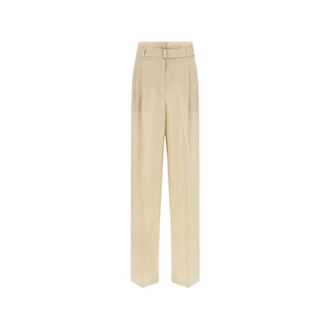 Max Mara Straight Trousers, female, Beige, Size: S Materia Trousers