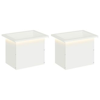 vidaXL Jardinera Para Jard&iacute;n Con Luces Led 2 Uds. Blanco Vidaxl