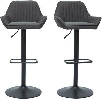 Miliboo Miliboo - Set De 2 Taburetes De Cocina Ajustables De Dise&ntilde;o De Tejido Gris Antracita Ronnie