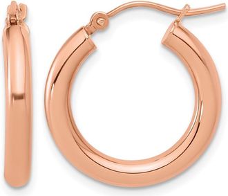 Diamond2Deal 14K Rose Gold 3mm Round Shape Hoop Earrings