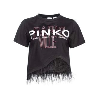 Pinko Pinko, Tops, Dames, Zwart, L, Katoen, Martignano T-shirt
