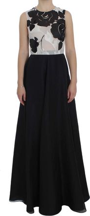 Dolce & Gabbana Womens Floralprint Aline Gown - Black Silk - Size EU 36 (Womens)