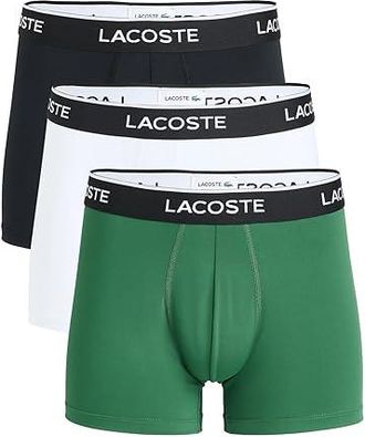 Lacoste 3-Pack Microfiber Trunks Mens Underwear Green/White/Black : XL (EUR 7), Elastane/Microfiber/Polyester