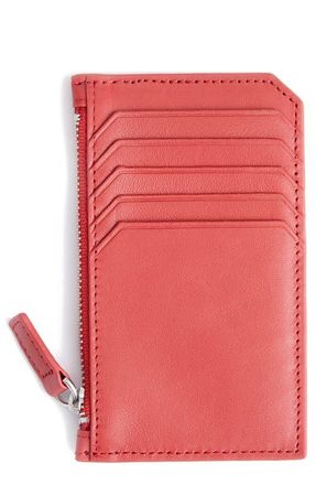 Royce Leather Personalized Card Case in Red- Silver Foil at Nordstrom