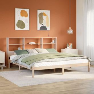 vidaXL Cama Con Estanter&iacute;a Sin Colch&oacute;n Madera Maciza De Pino 180x200cm Vidaxl