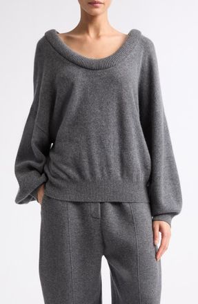 Lisa Yang Doria Padded Scoop Neck Cashmere Sweater in Graphite at Nordstrom, Size 0