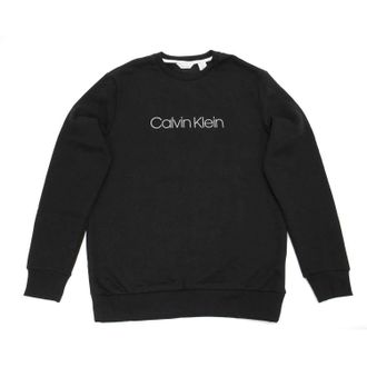 Calvin Klein Mens Long Sleeve Herringbone Crewneck Sweatshirt In Black