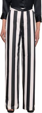 L'agence Womens Livvy Satin Straight-Leg Trouser In White / Black Large Stripe