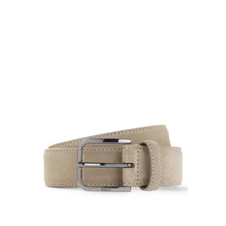 BOSS Leather business belt with polished gunmetal buckle