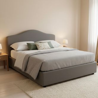 Dmora Dmora - Cama Matrimonial Annunziata, Cama Contenedor Con Revestimiento De Tela, 100% Made In Italy, Apertura Frontal, Con Colch&oacute;n De Cm 160x200 Inclui