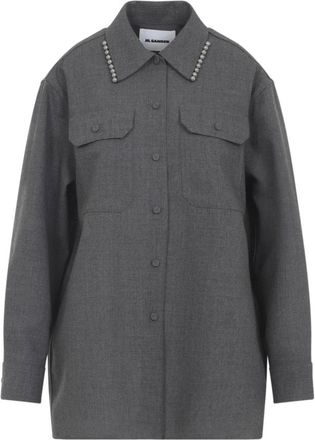 Jil Sander Dames, Blouses & Shirts, Grijs, Maat: S Wol