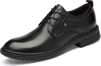 Generic Dress Shoes for Men Lace Up Round Toe Crocodile Embossed Shoes Rubber Sole Anti-Slip Block Heel Business(Black Crocodile Embossed,4.5 UK)