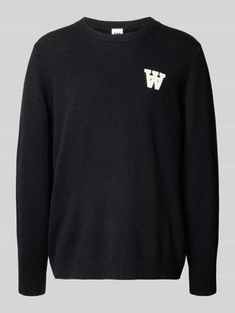 Wood Wood Strickpullover mit Stitching und Rundhalsausschnitt Modell Tay in Black, Größe XXL
