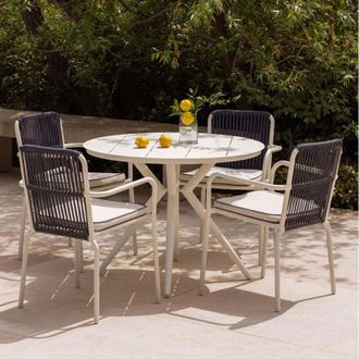 Sklum Set De Mesa Redonda &Oslash;100 Cm Valerie Y 4 Sillas De Jard&iacute;n Con Reposabrazos En Aluminio Alberta Sklum