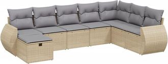 vidaXL Juego De Sof&aacute;s Jard&iacute;n Con Cojines Beige Mezcla 8 Pzas Rat&aacute;n Pe Vidaxl