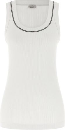 Brunello Cucinelli White Shiny Trim top