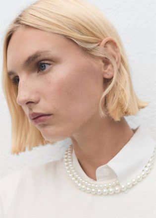 Mango Collana doppia perla cristallo bianco - Donna - Taglia unica - MANGO