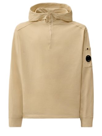C.P. Company Half-Zip Lightweight Cotton Fleece Sweater With Iconic Lens Detail