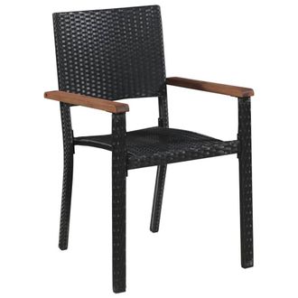 Berkfield Home Beautiful 9 Piece Outdoor Dining Set Poly Rattan & Acacia Wood Black
