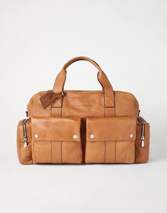 Brunello Cucinelli Mens Natural Leather Utility Bag