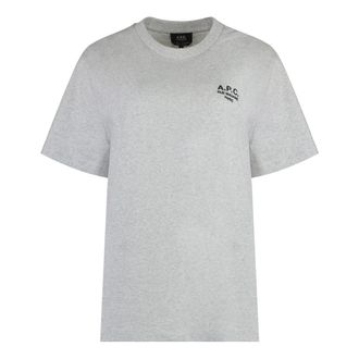 A.P.C. A.p.c., Tops, Dames, Grijs, XL, Katoen, Cotton Logo T-shirt