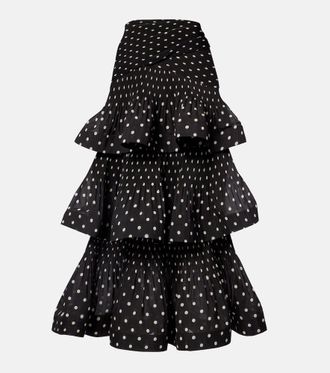 Zimmermann Polka-dot tiered midi skirt