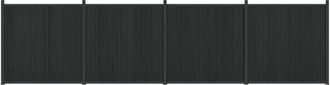 vidaXL Panel De Valla 4 Uds. 705 X 186,5 Cm Wpc Y Aluminio Negro Vidaxl