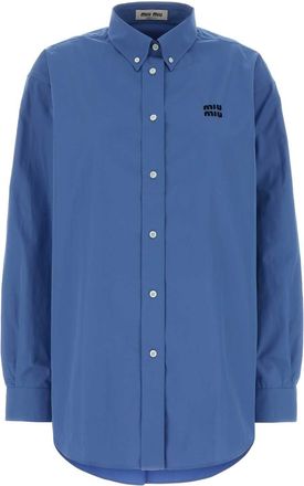 Miu Miu Cerulean Poplin Oversize Shirt
