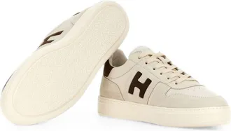 Hogan Logo-Patch Suede Sneakers - Beige