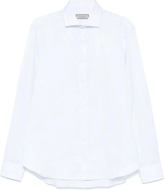 Canali Camicia con spacchetto sul collo - Blu
