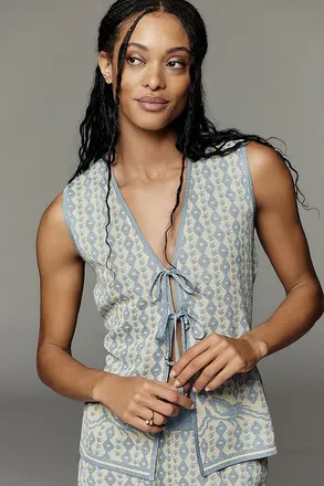 Scotch & Soda Jacquard Tie-Front Sweater Tank Top