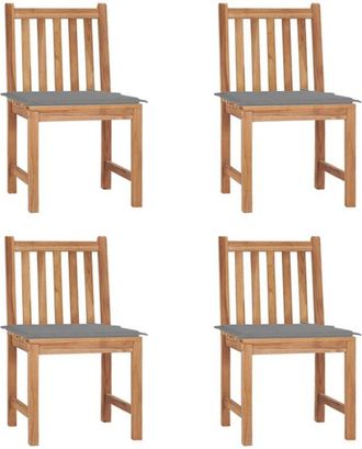vidaXL Sillas De Jard&iacute;n 4 Unidades Madera Maciza De Teca Con Cojines Vidaxl