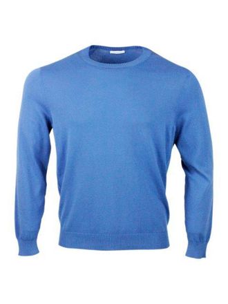 Malo Light Blue Cotton Knitwear