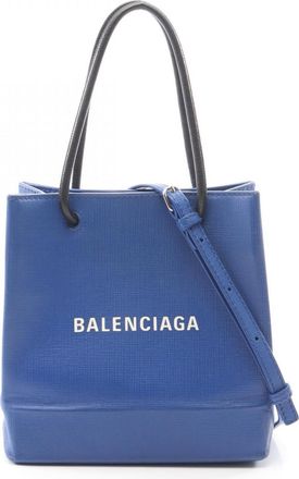 Balenciaga Black Blue Leather Handbag Tote Bag (Pre-Owned)