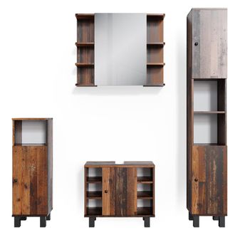 Vicco Conjunto De Muebles De Ba&ntilde;o Fynn, Roble R&uacute;stico, 4 Piezas