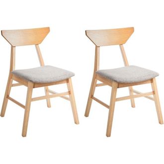 Beliani Beliani - Set of 2 Dining Chairs Padded Polyester Upholstered Seat Rubber Wood Backrest and Frame Dining Room Kitchen Light Brown and Taupe Hopkins