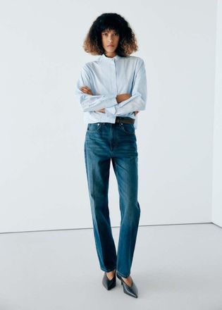 Mango Blusa cotone crop blu - Donna - XS - MANGO