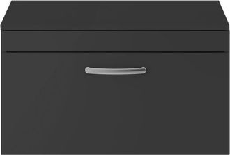 Nuie Nuie - Athena Wall Hung 1-Drawer Vanity Unit and Worktop 800mm Wide - Gloss Grey