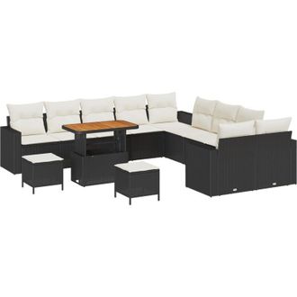 vidaXL Garden Sofa Set 13 pcs Black and cream 90 x 55 x 71 cm Vidaxl