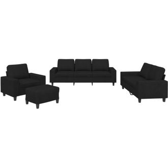 vidaXL Juego De Sof&aacute;s 4 Piezas Tela Negro Vidaxl