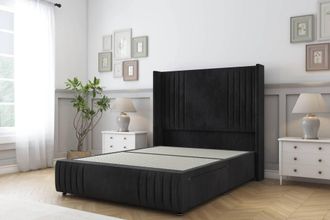 Sloomy Camden Naples Divan Base No Drawers - 54 Wing Headboard-Footboard in Black | Size: Single