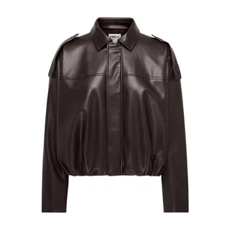 Only Only - Onlmoon-Neli L/S Faux Leather Bomber PNT - Dames - Jassen - Bruin - Maat: XL Leer