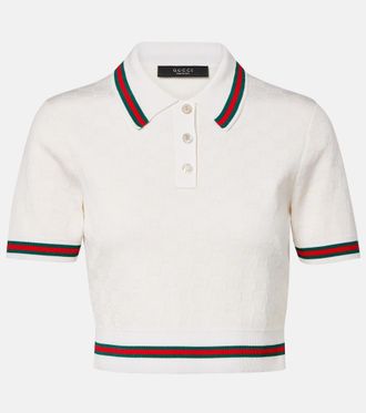 Gucci Polo cropped de jacquard GG con Web