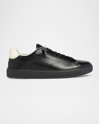 Versace Men & apos;s Leather Greca-Sole Low-Top Sneakers